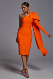 Abbey Orange One Shoulder Bandage Dress -- Bellabarnett