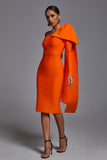 Abbey Orange One Shoulder Bandage Dress -- Bellabarnett