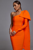 Abbey Orange One Shoulder Bandage Dress -- Bellabarnett