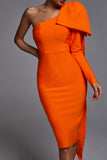 Abbey Orange One Shoulder Bandage Dress -- Bellabarnett