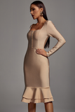 Adriana Micro Midi Bandage Dress - Nude -- Bellabarnett